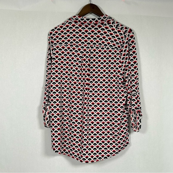 2 for$15 Jones New York White and Red Button Down Shirt with Notched Collar - Picture 3 of 12